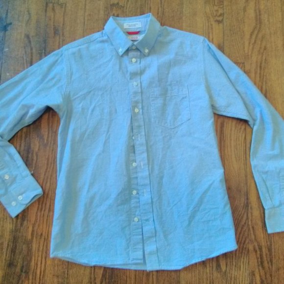 Boys Button Down Formal Oxford Shirt Blue Cotton - Picture 1 of 3
